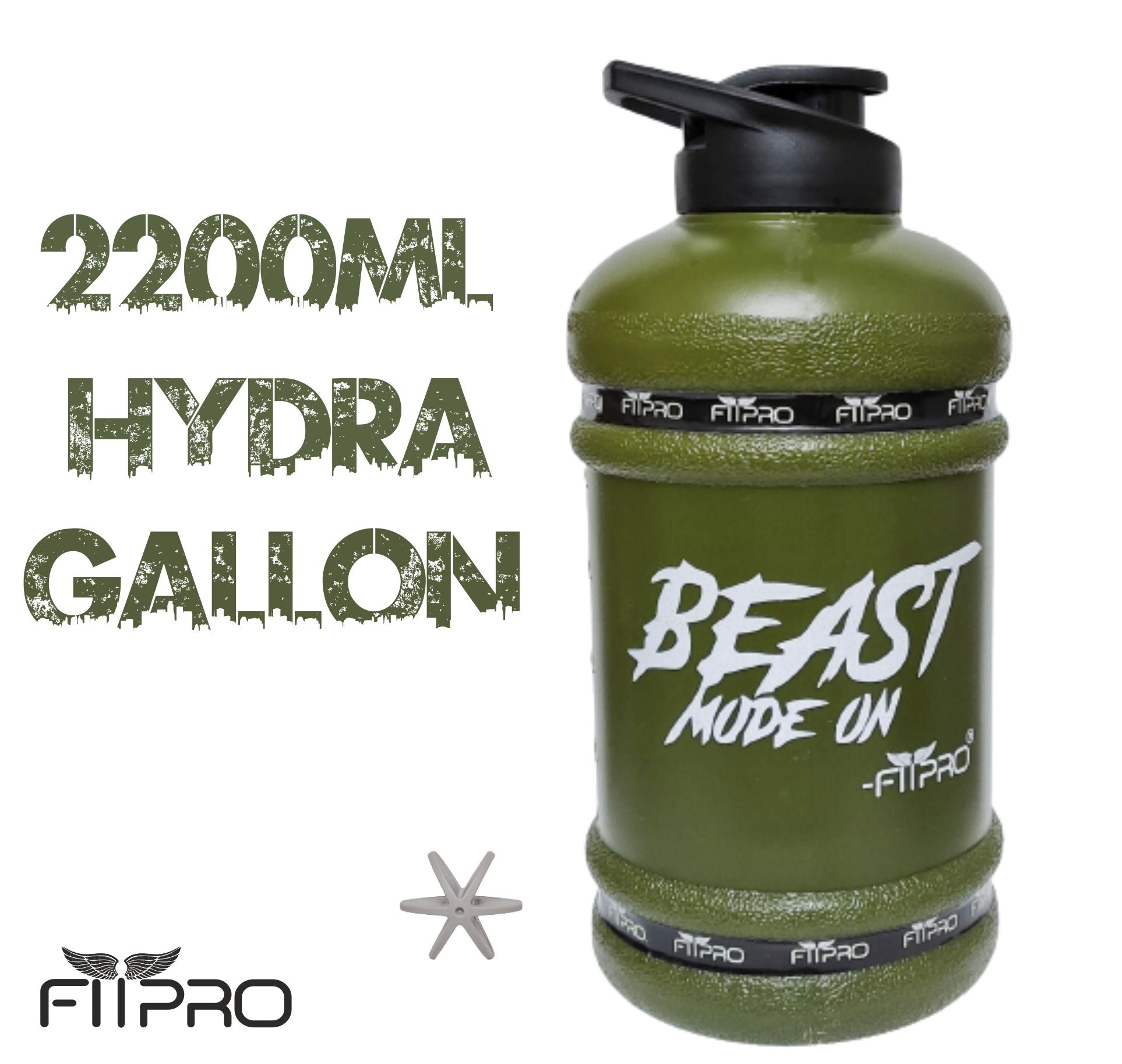 Fitpro Beast Mode On 2.2L Gallon Water Bottle – Military Gym Shaker