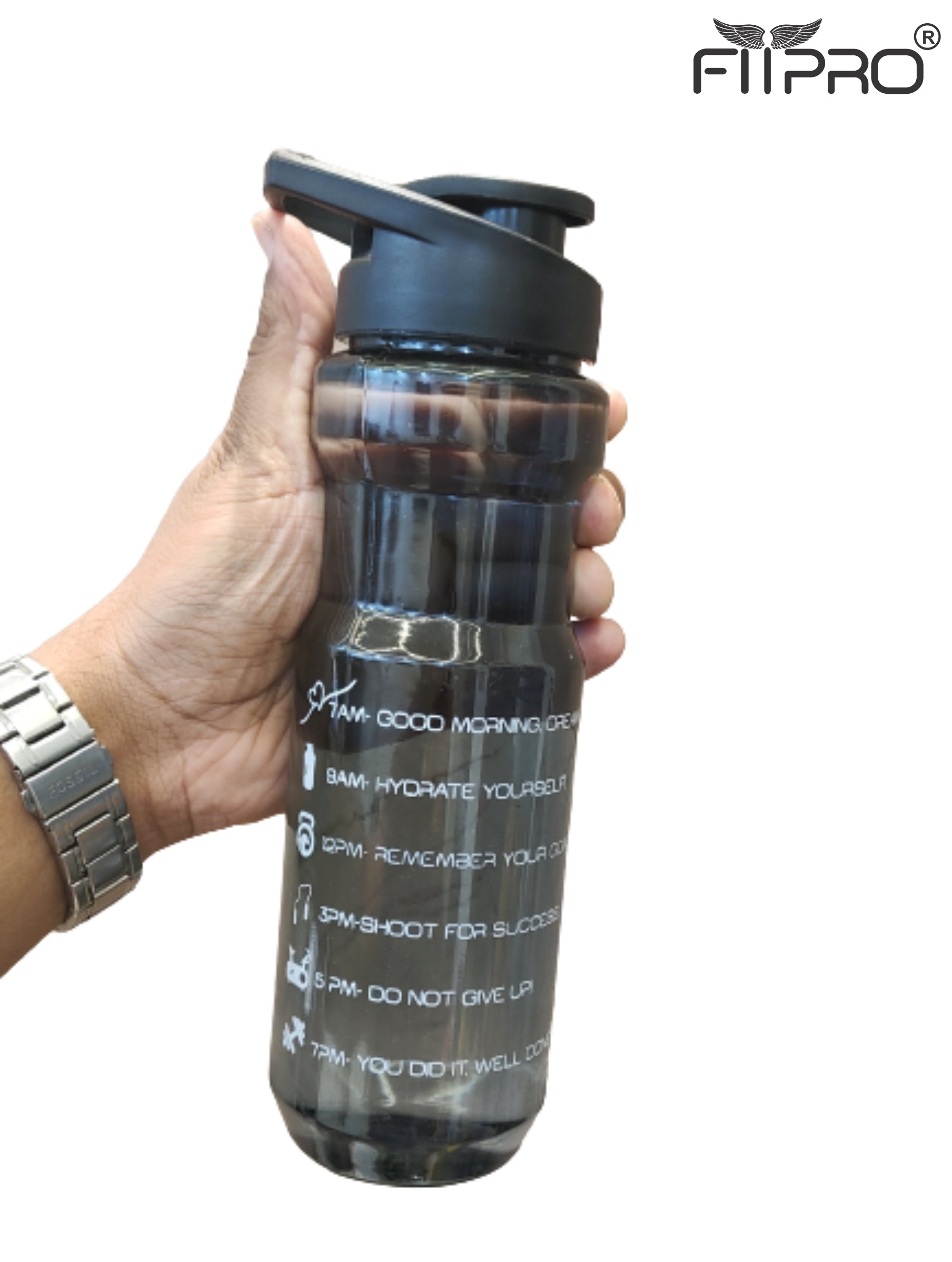 Fitpro 750ml Shaker Bottle – Smoke Transparent, Flip Cap, Mixing Ball