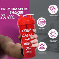 FitPro Fantastic Protein Shaker 750ml | Red | Keep Calm & Work Out | Gym & Fitness Use