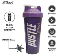 Hustle Gym Shaker Bottle 750ml – Purple Protein Shaker with Mixing Ball | BPA-Free PP Plastic