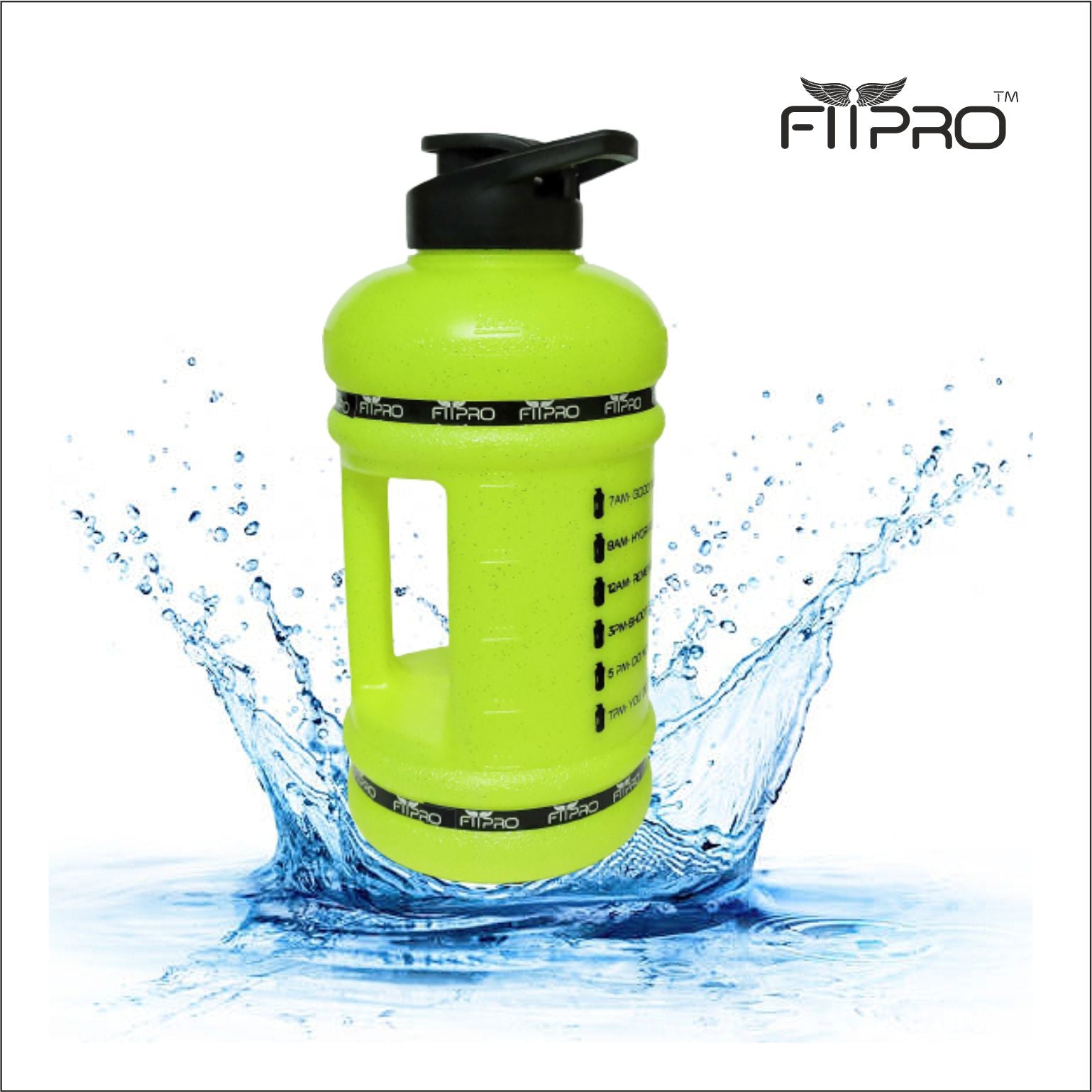 Fitpro 2.2L Neon Green Gym Gallon Bottle – BPA-Free, Leak-Proof