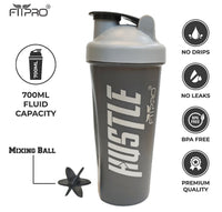 Basic Protein Shaker Bottle 750ml | PP Plastic | Grey Shaker with Mixing Ball