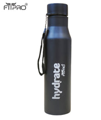 FitPro Hydrate 900ml Stainless Steel Water Bottle | Black Slim Bottle for Office, Travel & Daily Use