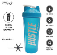 Hustle Gym Shaker Bottle 750ml – Teal Blue Protein Shaker with Mixing Ball | BPA-Free PP Plastic