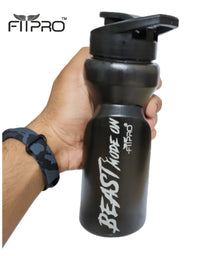 FITPRO Ivory Sipper Bottle 600ml – Smoke Grey Gym & Cycling Bottle with Mixing Ball | BPA-Free PP Plastic