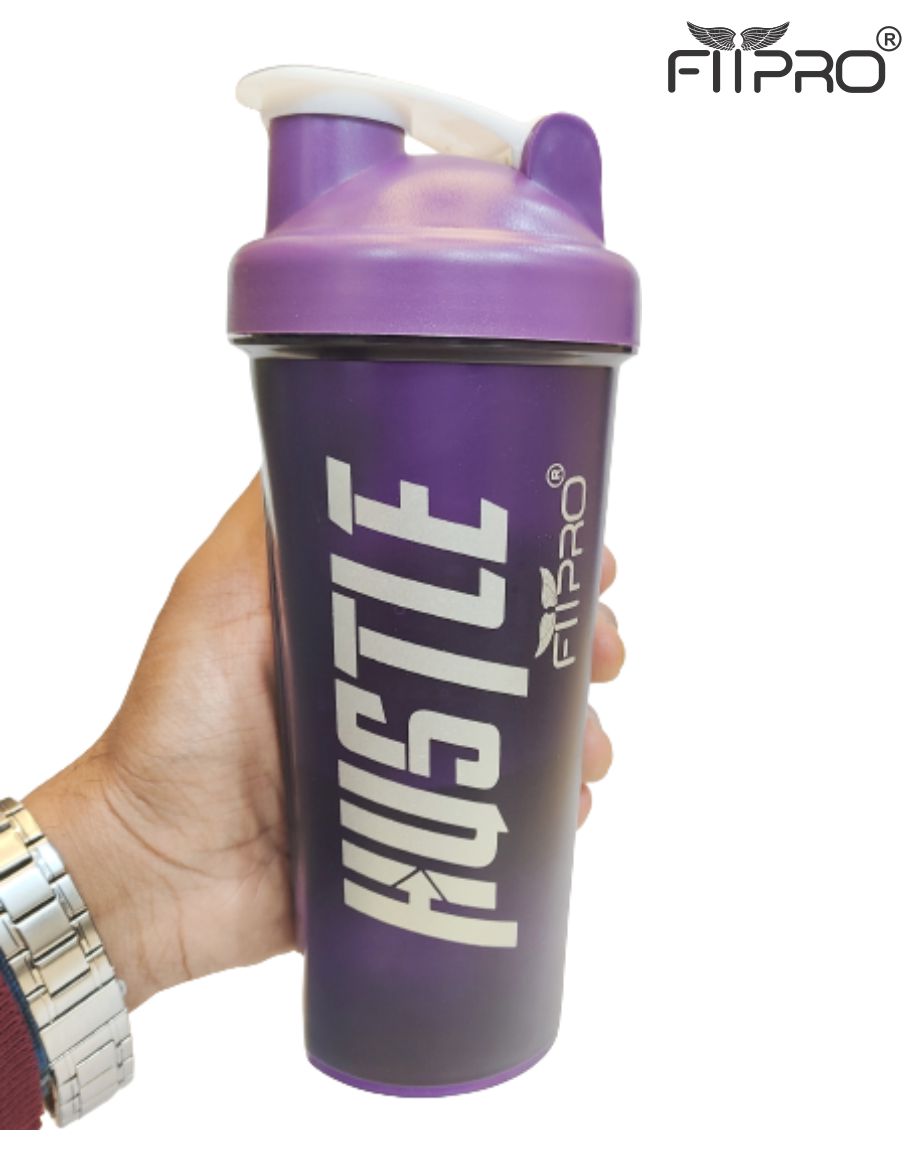 Hustle Gym Shaker Bottle 750ml – Purple Protein Shaker with Mixing Ball | BPA-Free PP Plastic