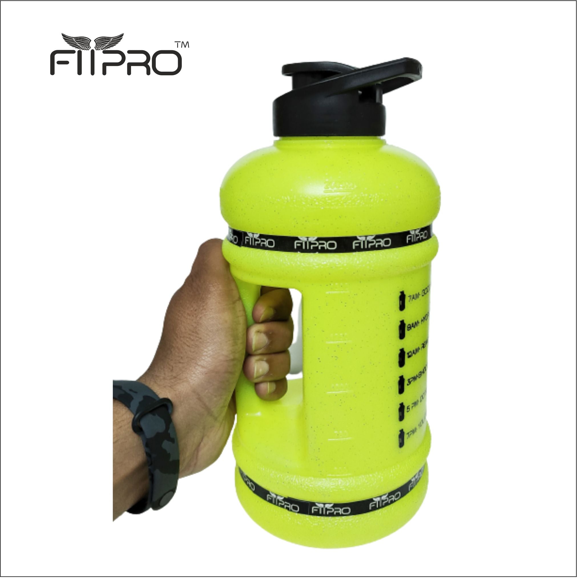 Fitpro 2.2L Neon Green Gym Gallon Bottle – BPA-Free, Leak-Proof