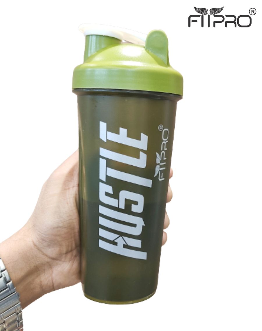Basic Protein Shaker Bottle 750ml | PP Plastic | Green Transparent with Green Cap