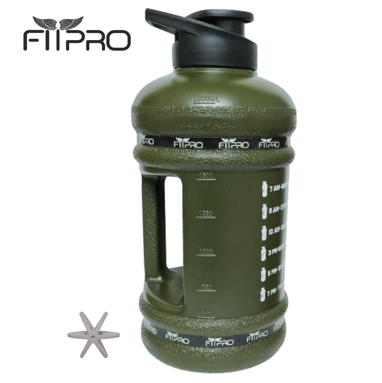 Fitpro 2.2L Military Green Gym Gallon Bottle – BPA-Free, Leak-Proof