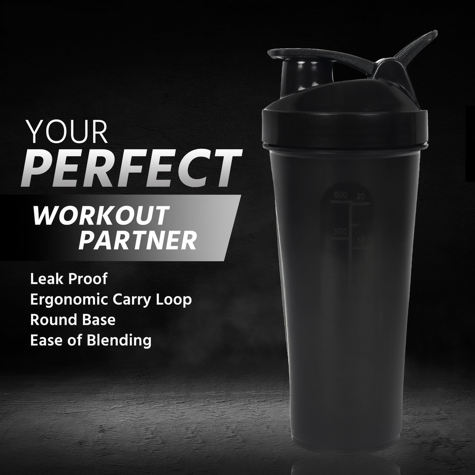 FitPro Fantastic Protein Shaker 750ml | Black | Keep Calm & Work Out | Gym & Personal Use