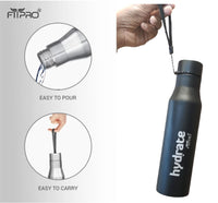 FitPro Hydrate 900ml Stainless Steel Water Bottle | Black Slim Bottle for Office, Travel & Daily Use