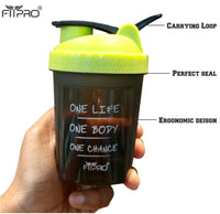 FITPRO Mini Fuel Shaker Bottle 300ml – Compact Gym Protein Shaker with Mixing Ball | BPA-Free PP Plastic