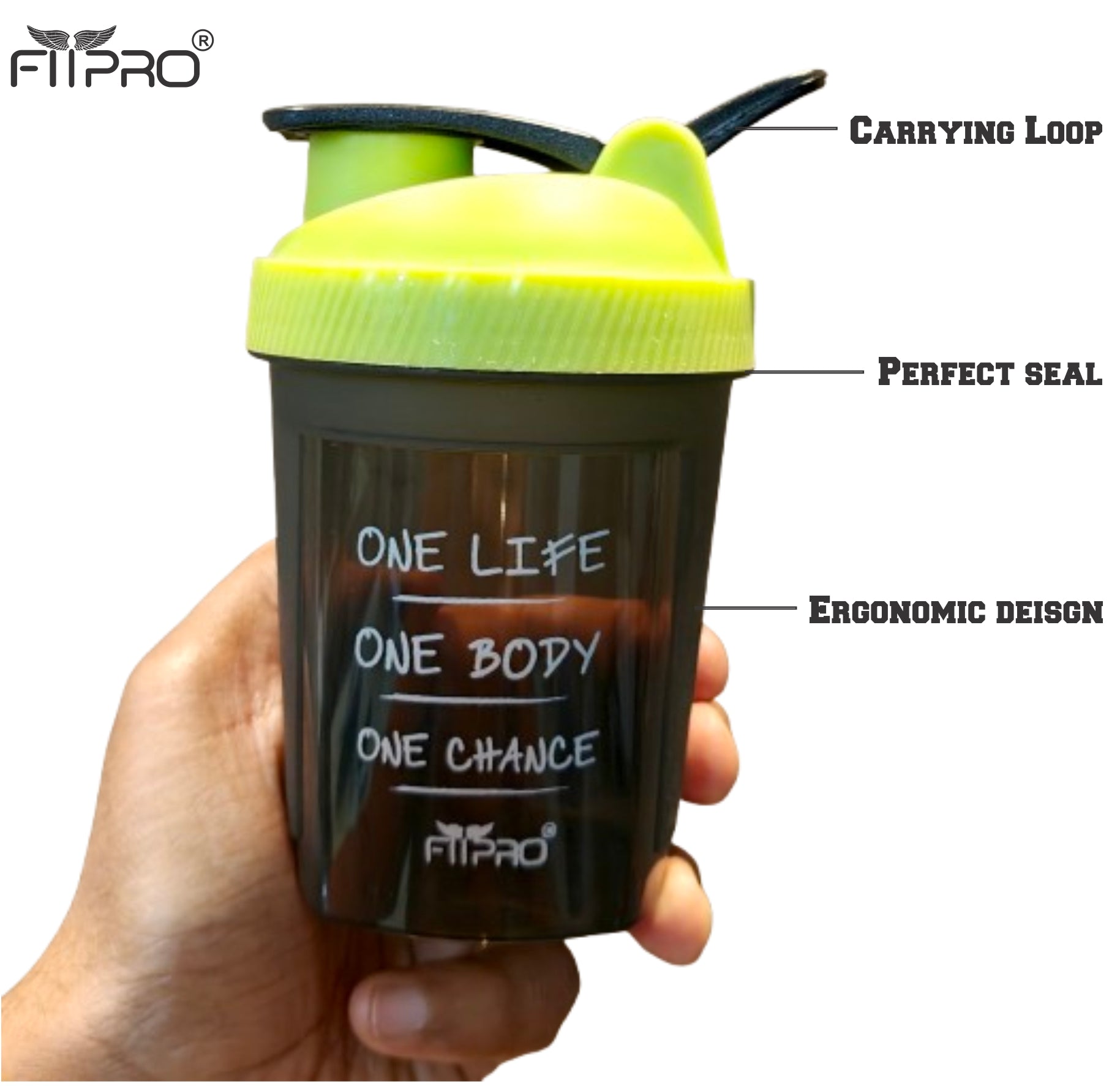 FITPRO Mini Fuel Shaker Bottle 300ml – Compact Gym Protein Shaker with Mixing Ball | BPA-Free PP Plastic