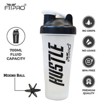 Basic Protein Shaker Bottle 750ml | PP Plastic | White Transparent with Black Cap