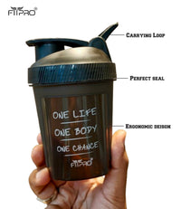 FITPRO Mini Fuel Shaker Bottle 300ml – Compact Gym Protein Shaker with Mixing Ball | BPA-Free PP Plastic