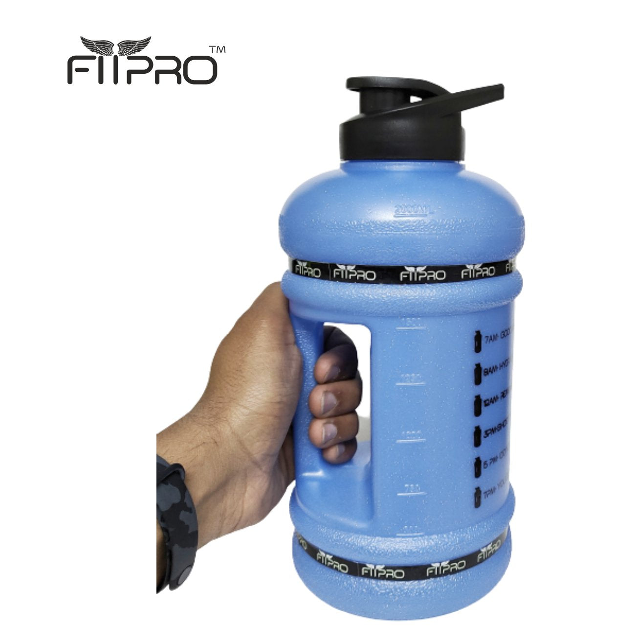 Fitpro 2.2L Blue Gym Gallon Bottle – BPA-Free, Leak-Proof Water Bottle