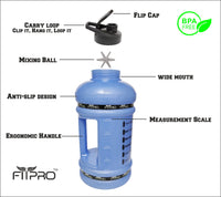Fitpro 2.2L Blue Gym Gallon Bottle – BPA-Free, Leak-Proof Water Bottle