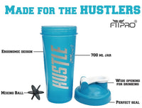 Hustle Gym Shaker Bottle 750ml – Teal Blue Protein Shaker with Mixing Ball | BPA-Free PP Plastic