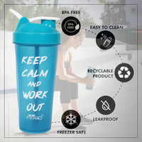 FitPro Fantastic Protein Shaker 750ml | Blue | Keep Calm & Work Out | Gym Use