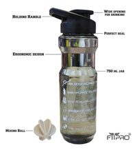 Fitpro 750ml Shaker Bottle – Smoke Transparent, Flip Cap, Mixing Ball