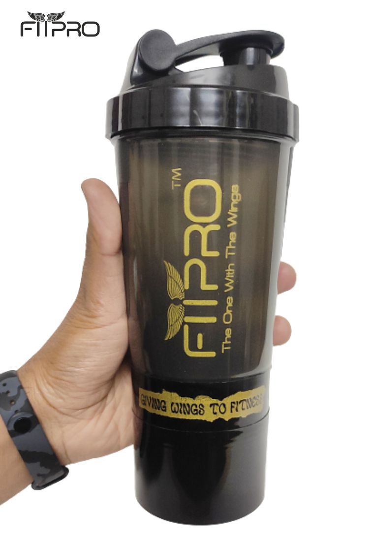 FITPRO Spider Shaker Bottle 500ml – Gym Protein Shaker with Supplement Storage Container | BPA-Free PP Plastic