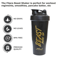 Fitpro Beast Mode On Shaker 790ml Black – Gym Protein Shaker Bottle