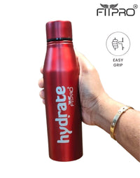 FitPro Hydrate 700ml Stainless Steel Water Bottle | Red Slim Bottle for Office, Travel & Daily Use