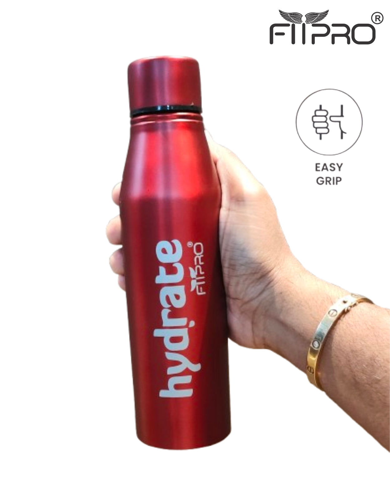 FitPro Hydrate 700ml Stainless Steel Water Bottle | Red Slim Bottle for Office, Travel & Daily Use