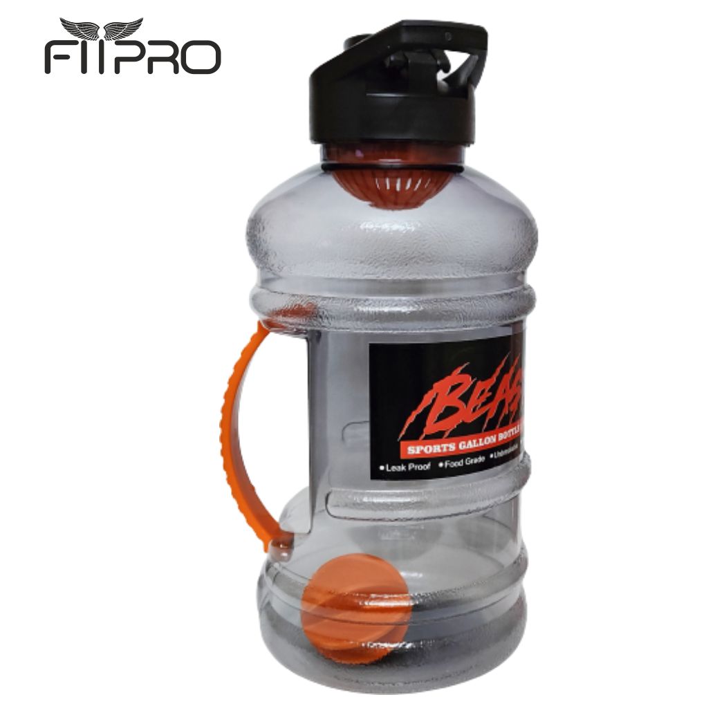 Hulk Sports Gallon Water Bottle 1500ml | Smoke Transparent | Flip Top Cap with Mixing Ball