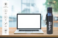 FitPro Hydrate 900ml Stainless Steel Water Bottle | Black Slim Bottle for Office, Travel & Daily Use