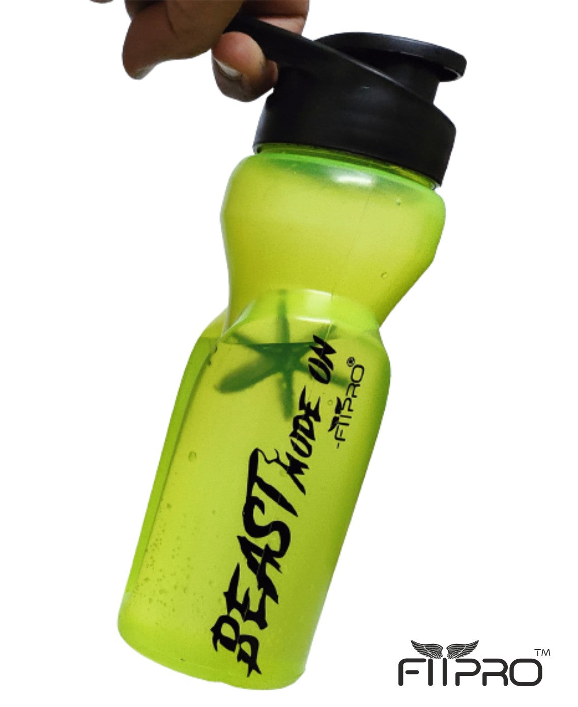 FITPRO Ivory Sipper Bottle 600ml – Neon Green Gym & Cycling Bottle with Mixing Ball | BPA-Free PP Plastic