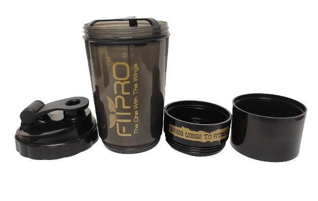 FITPRO Spider Shaker Bottle 500ml – Gym Protein Shaker with Supplement Storage Container | BPA-Free PP Plastic