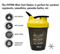 FITPRO Mini Fuel Shaker Bottle 300ml – Compact Gym Protein Shaker with Mixing Ball | BPA-Free PP Plastic