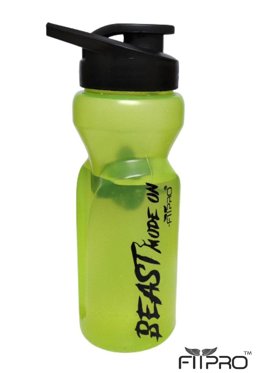FITPRO Ivory Sipper Bottle 600ml – Neon Green Gym & Cycling Bottle with Mixing Ball | BPA-Free PP Plastic