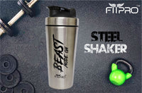 FITPRO Beast Mode Stainless Steel Shaker Bottle 750ml – Leak-Proof Gym Protein Shaker with Steel Whisk Ball