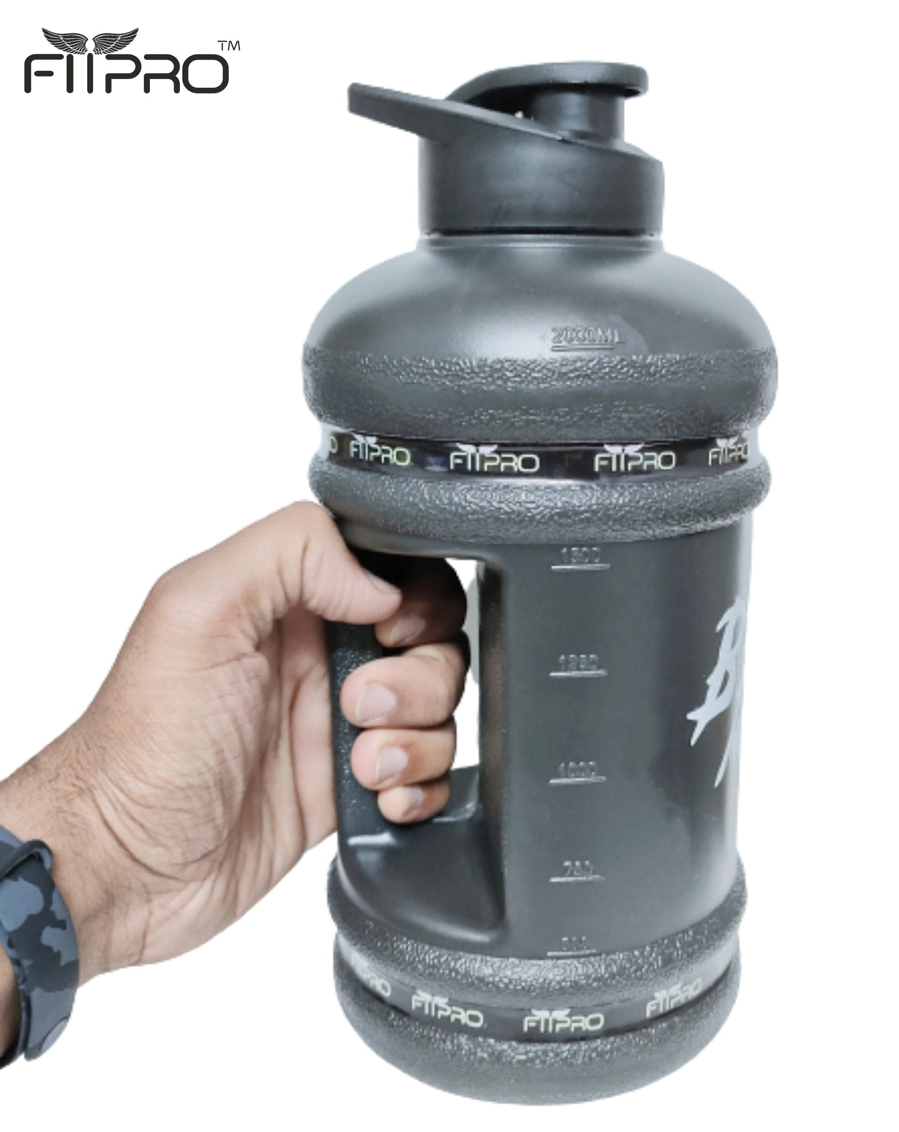 Fitpro Beast Mode On 2.2L Gallon Water Bottle – Black Gym Shaker