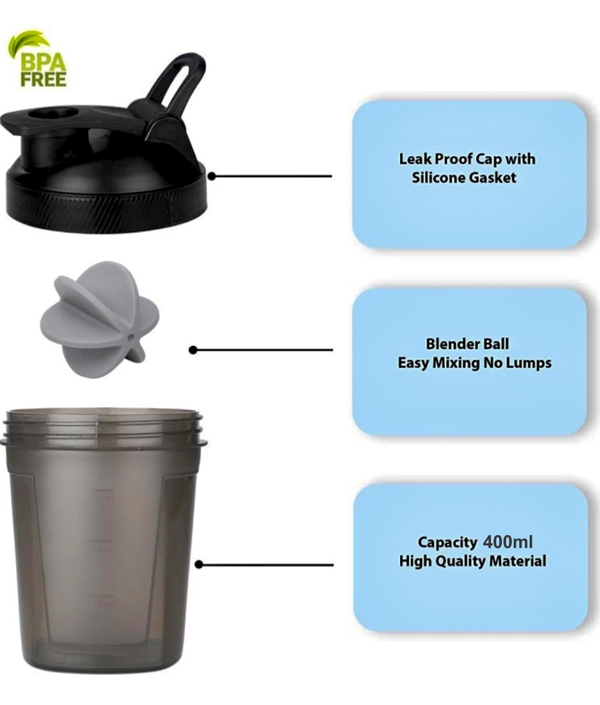 FITPRO Mini Fuel Shaker Bottle 300ml – Compact Gym Protein Shaker with Mixing Ball | BPA-Free PP Plastic