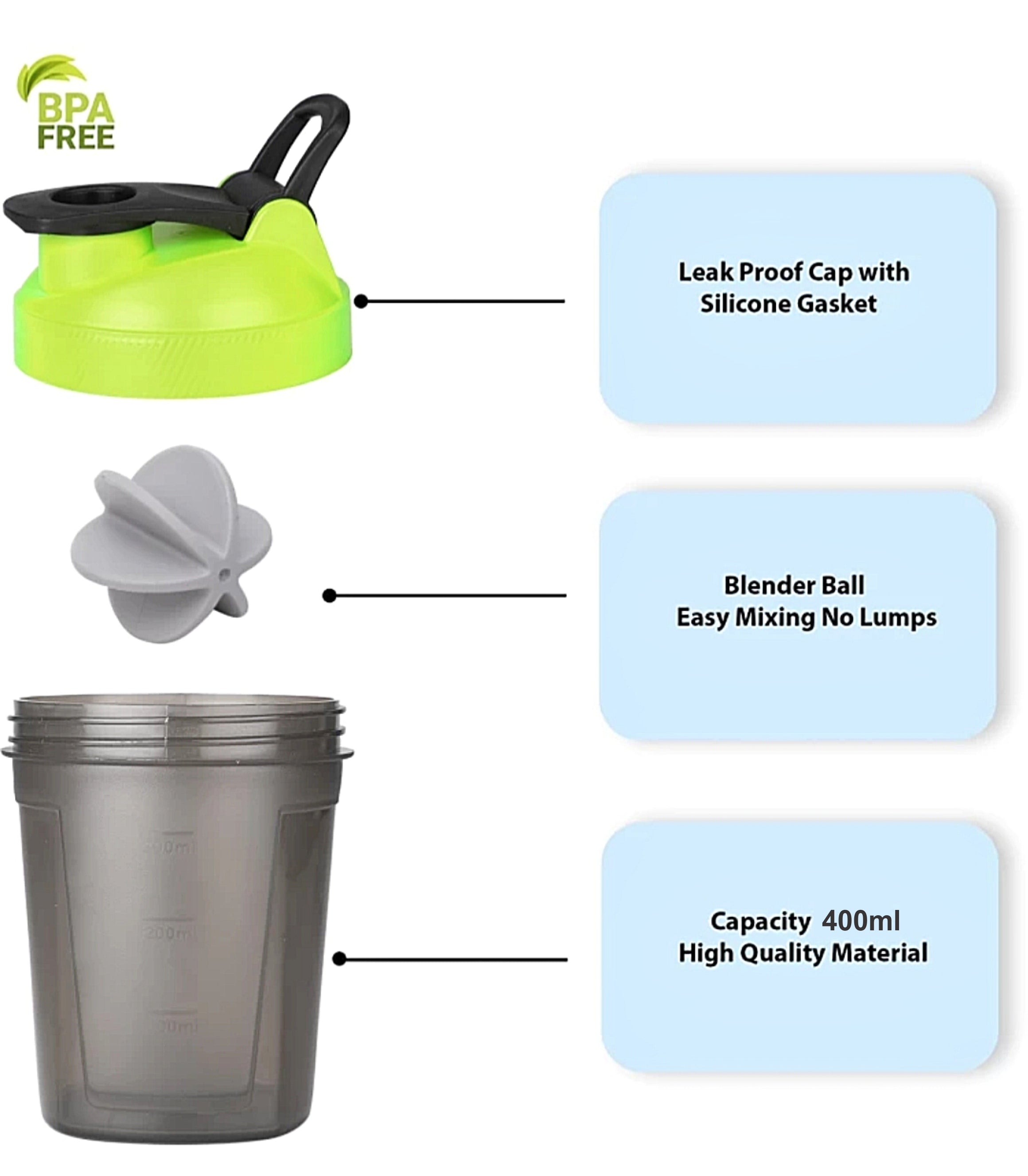 FITPRO Mini Fuel Shaker Bottle 300ml – Compact Gym Protein Shaker with Mixing Ball | BPA-Free PP Plastic