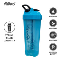 FITPRO Phantom Shaker Bottle 750ml – Gym Protein Shaker with Mixing Stick & Steel Ball | BPA-Free PP Plastic