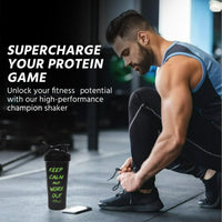 FitPro Fantastic Protein Shaker 750ml | Black | Keep Calm & Work Out | Gym & Personal Use