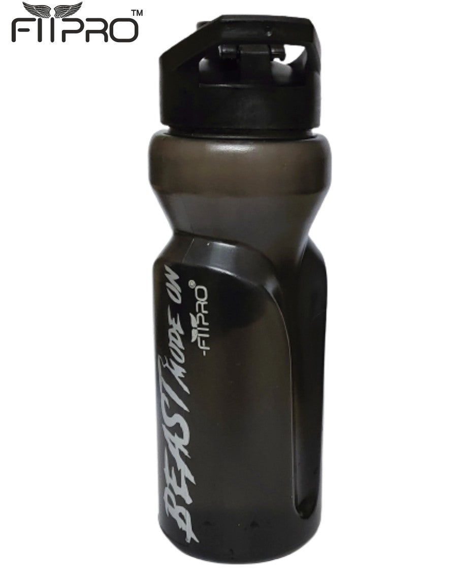 FITPRO Ivory Sipper Bottle 600ml – Smoke Grey Gym & Cycling Bottle with Mixing Ball | BPA-Free PP Plastic