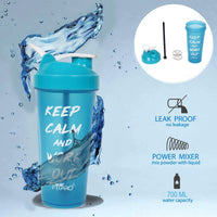 FitPro Fantastic Protein Shaker 750ml | Blue | Keep Calm & Work Out | Gym Use