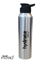 FitPro Hydrate 1000ml Stainless Steel Water Bottle | Silver Finish | Flip Top Cap for Office & Personal Use