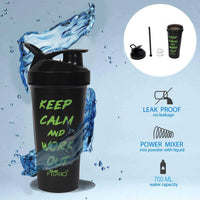 FitPro Fantastic Protein Shaker 750ml | Black | Keep Calm & Work Out | Gym & Personal Use