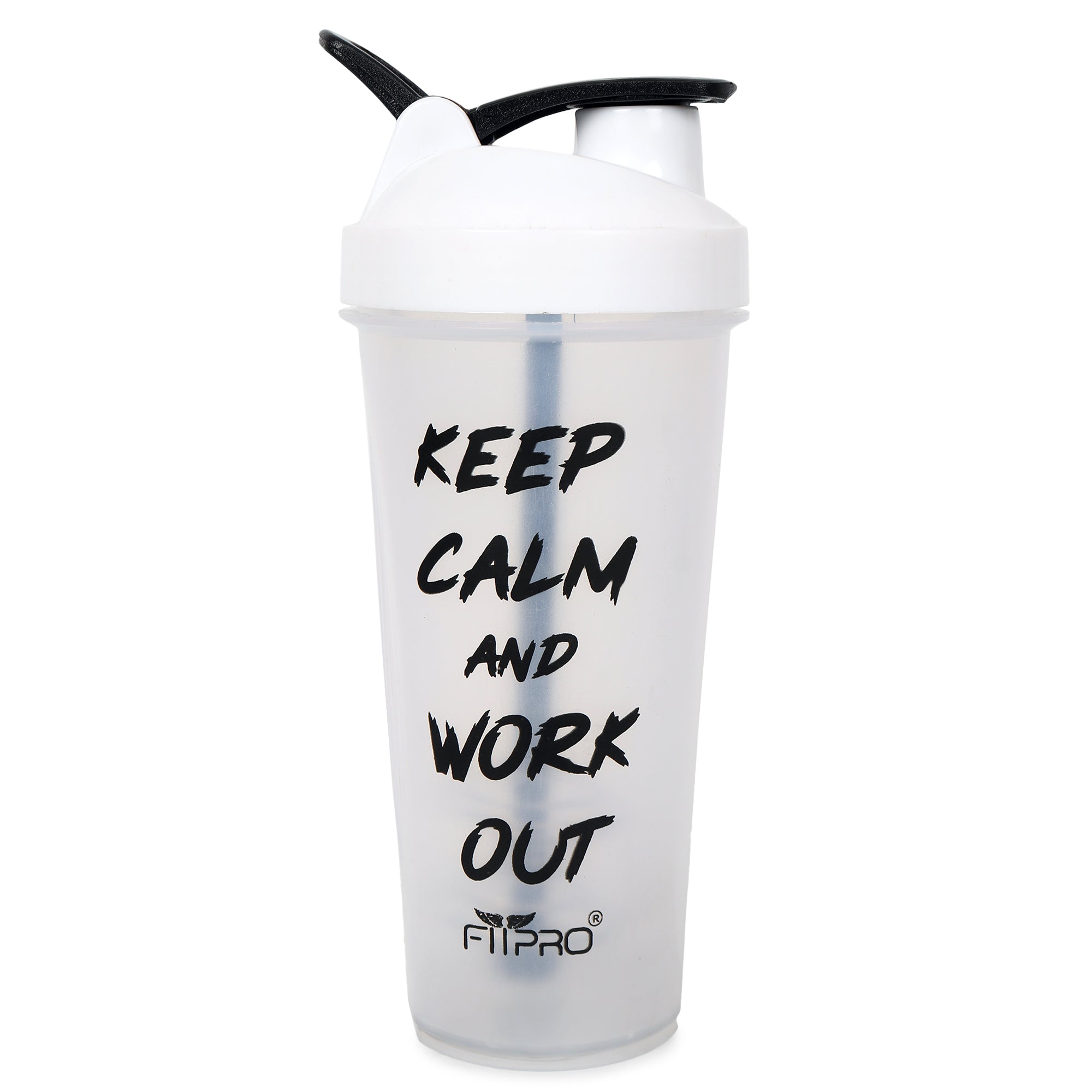 FitPro Fantastic Protein Shaker 750ml | White | Keep Calm & Work Out | Personal Use