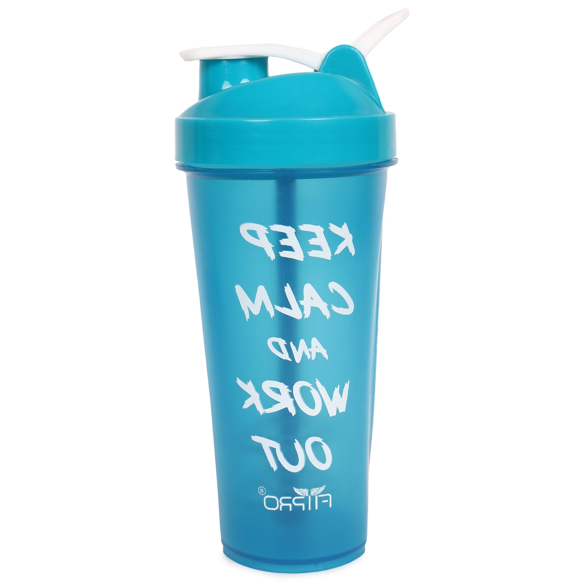 FitPro Fantastic Protein Shaker 750ml | Blue | Keep Calm & Work Out | Gym Use