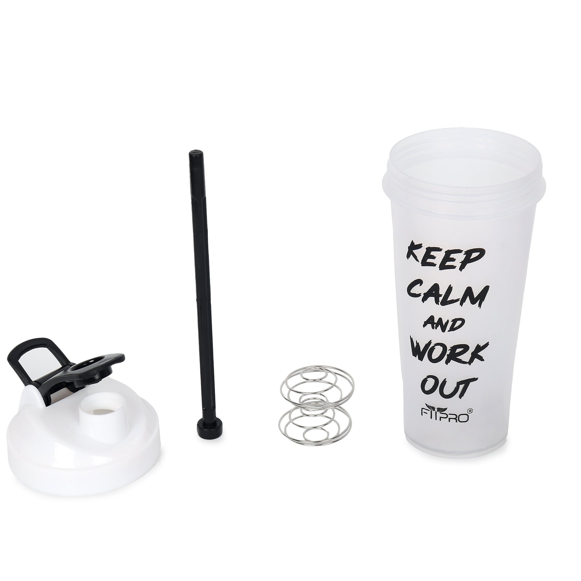 FitPro Fantastic Protein Shaker 750ml | White | Keep Calm & Work Out | Personal Use