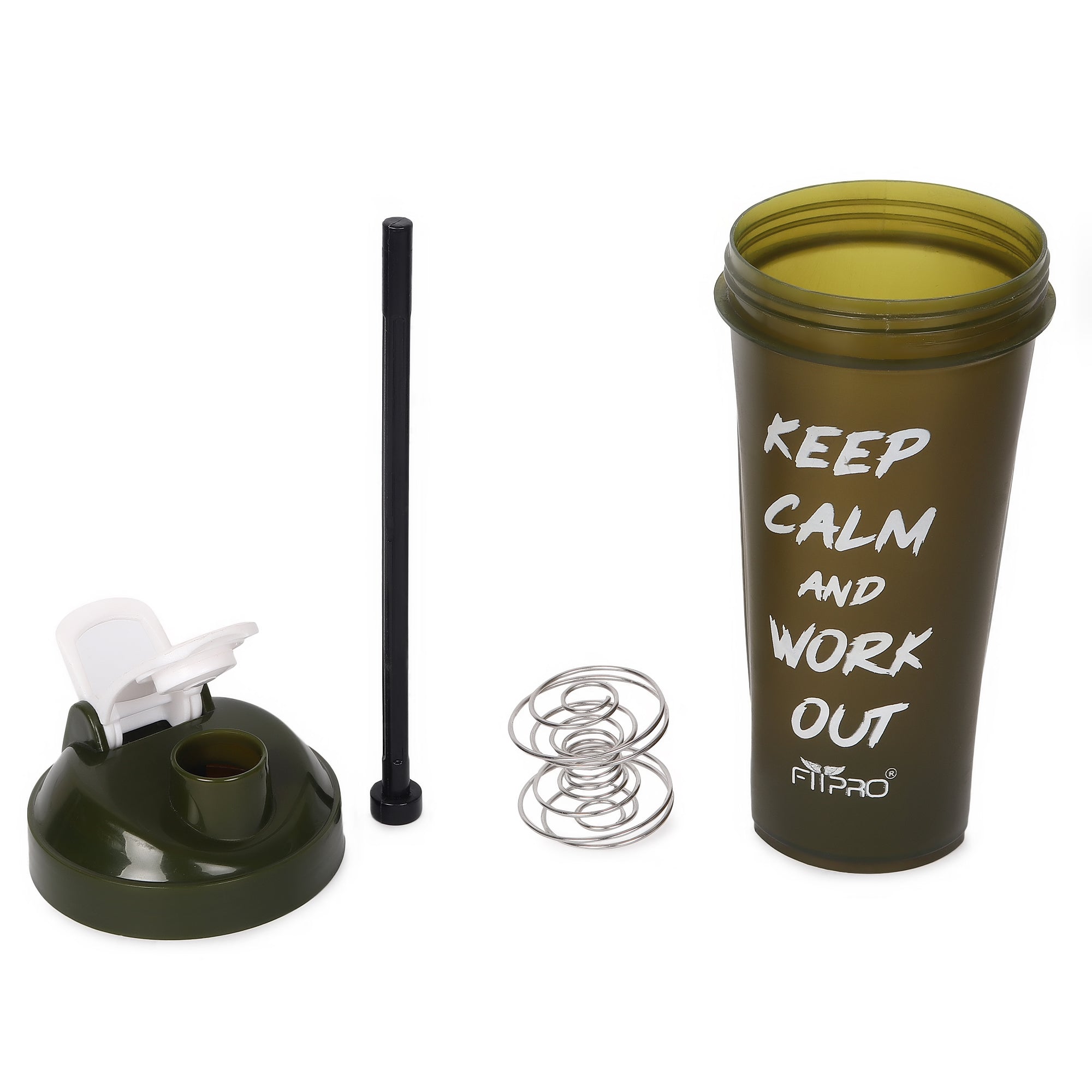 FitPro Fantastic Protein Shaker 750ml | Green | Keep Calm & Work Out | Fitness Shaker