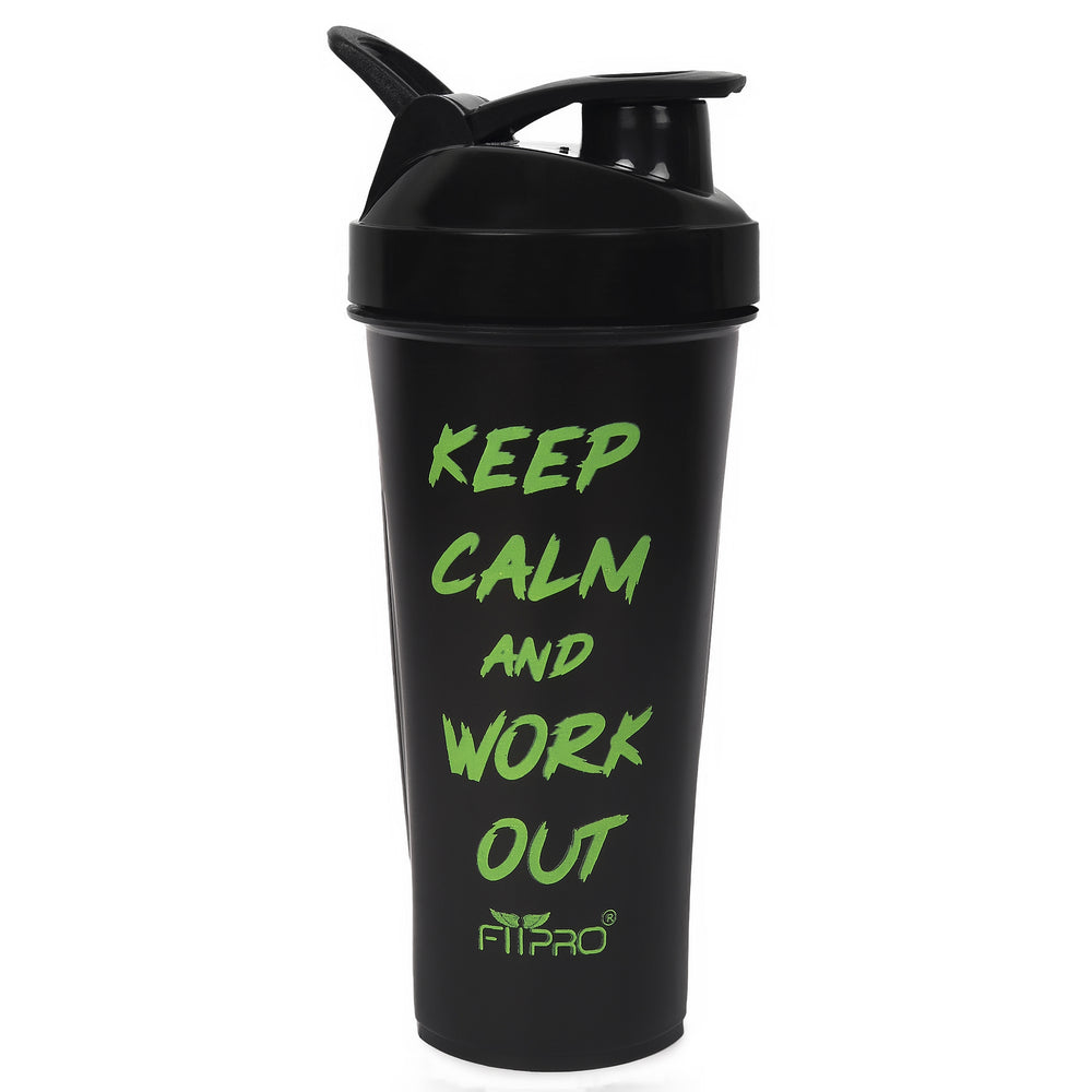 FitPro Fantastic Protein Shaker 750ml | Black | Keep Calm & Work Out | Gym & Personal Use