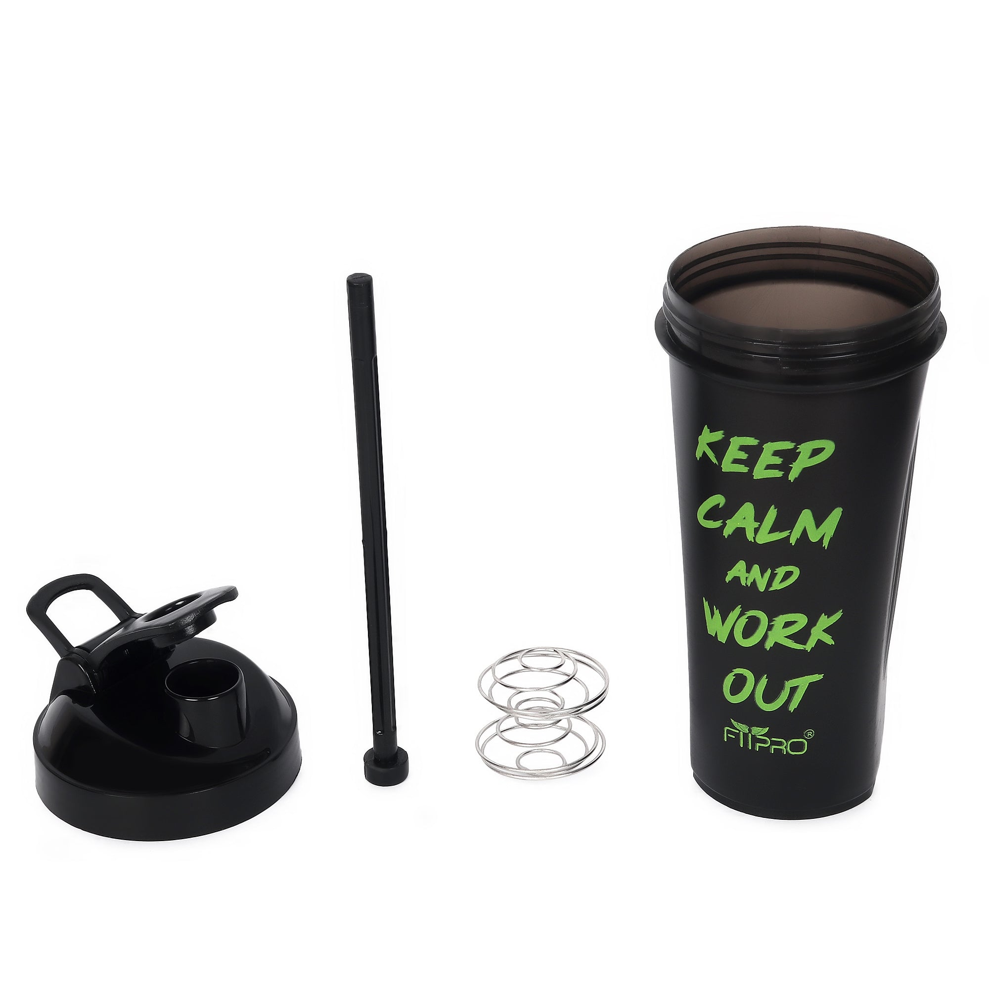 FitPro Fantastic Protein Shaker 750ml | Black | Keep Calm & Work Out | Gym & Personal Use